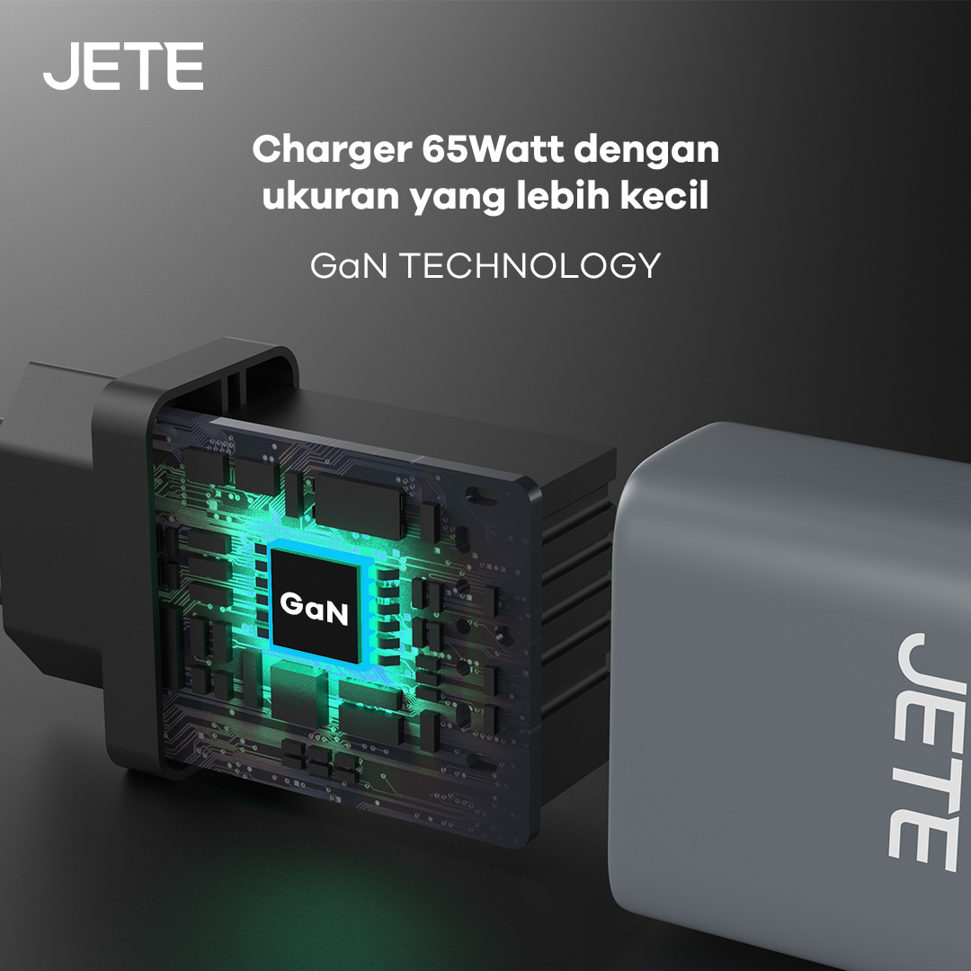 JETE E22 Series Charger Dual Port 65W with GaN Technology